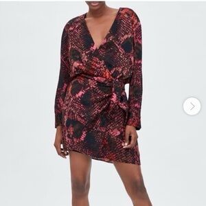 Zara snake print wrap dress - Valentine’s Day outfit